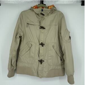 B by Burton Madison Beige Hooded Snowboard Ski Jacket with Removable Fur Trim